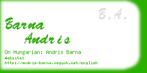 barna andris business card